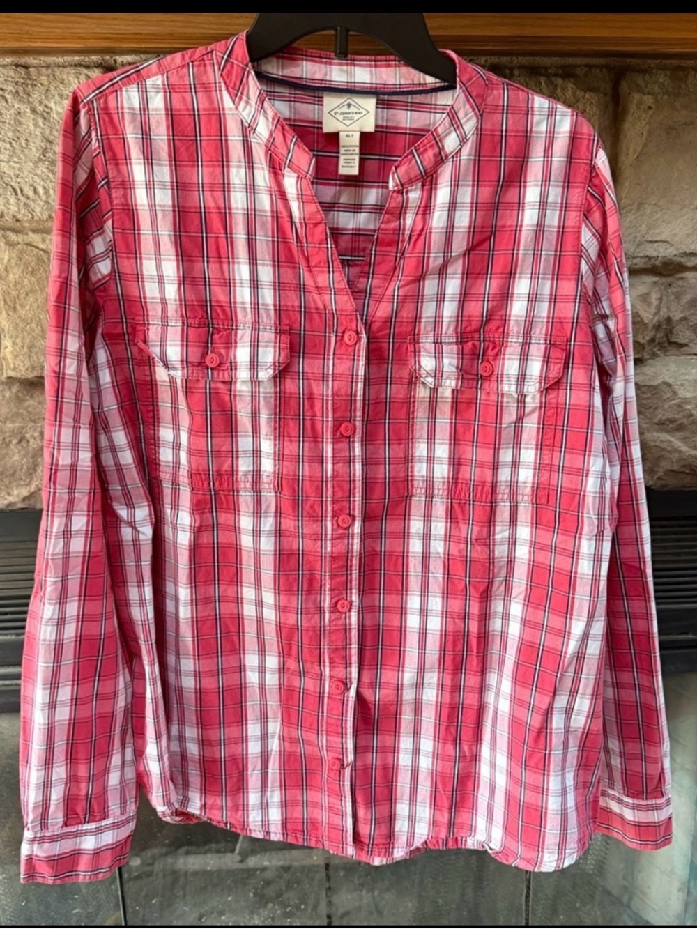St. John's Bay Red & White Plaid Button-Up Shirt